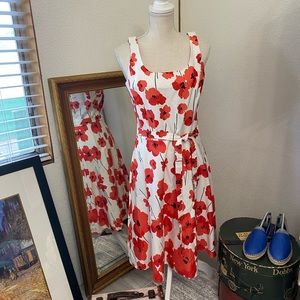 Floral Sleeveless Dress - Red Poppy Print
